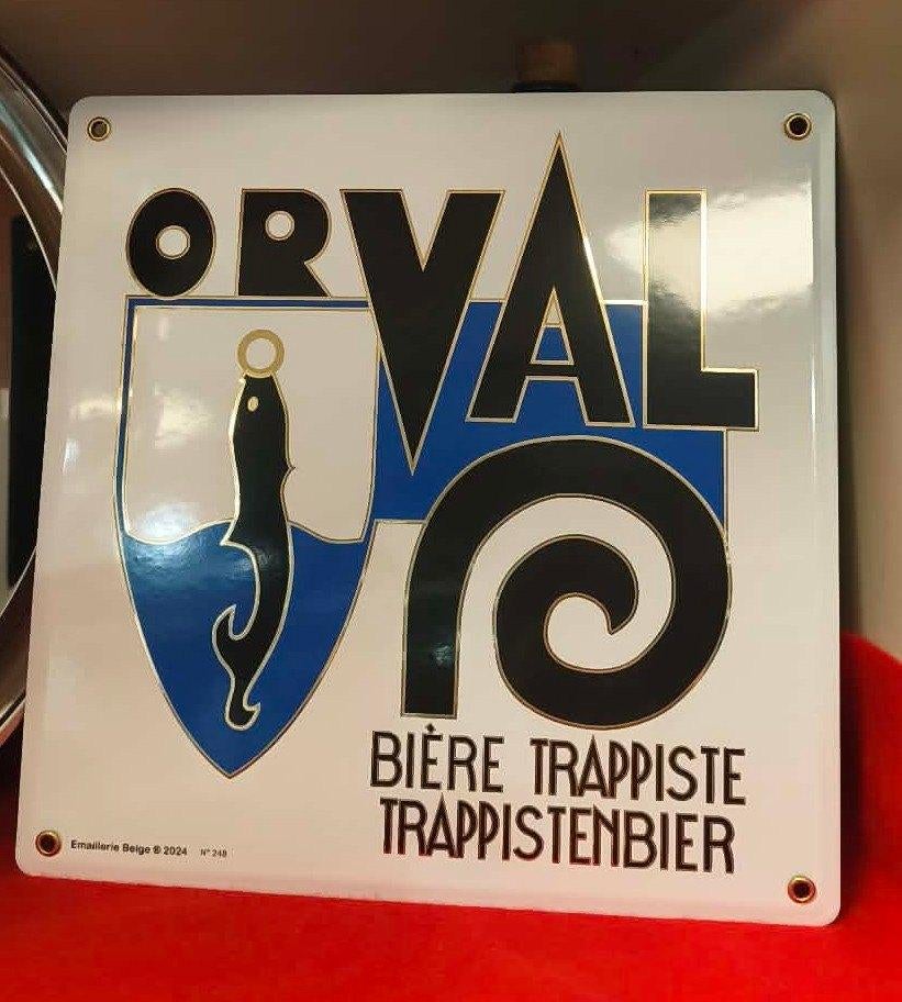 Plaque émaillée Orval authentique numérotée 30x30 cm, Collections, Marques de bière, Neuf, Panneau, Plaque ou Plaquette publicitaire