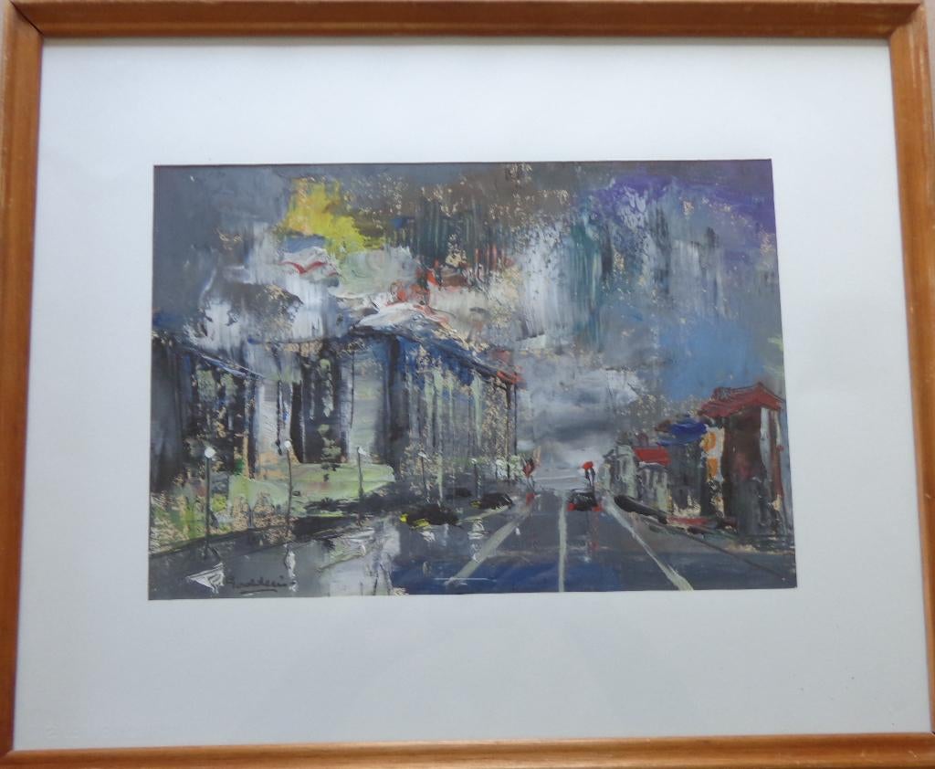 JACK GODDERIS / STADSZICHT / OLIEVERF KARTON / 48x58cm KADER, Antiquités & Art, Art | Peinture | Moderne, Enlèvement ou Envoi