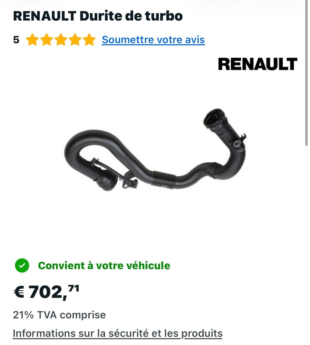 Durite de turbo 1.6dci 130-160ch, Enlèvement, Neuf, Renault