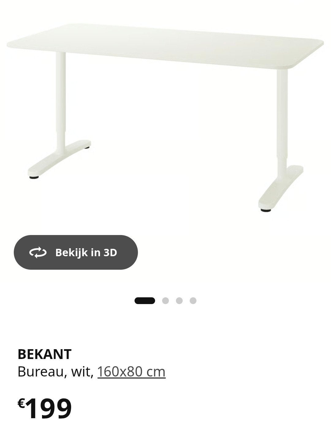 bureau Bekant Ikea 160x80cm, Maison & Meubles, 160 cm, Comme neuf, Enlèvement, IKEA