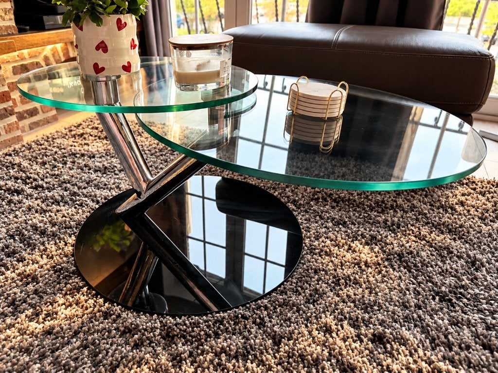 Top Italiaanse design tafel Naos ABRA? design eyecatcher, 100 à 150 cm, Design Italiaans, Rond, Verre