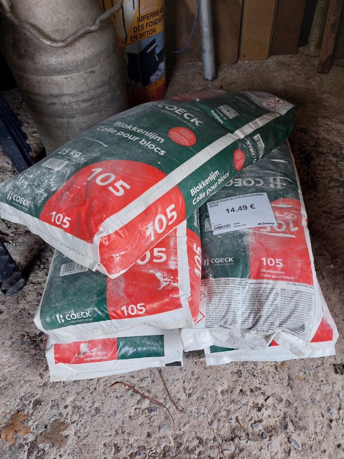 5 sacs de colle pour blocs cellulaires., Bricolage & Construction, Enlèvement