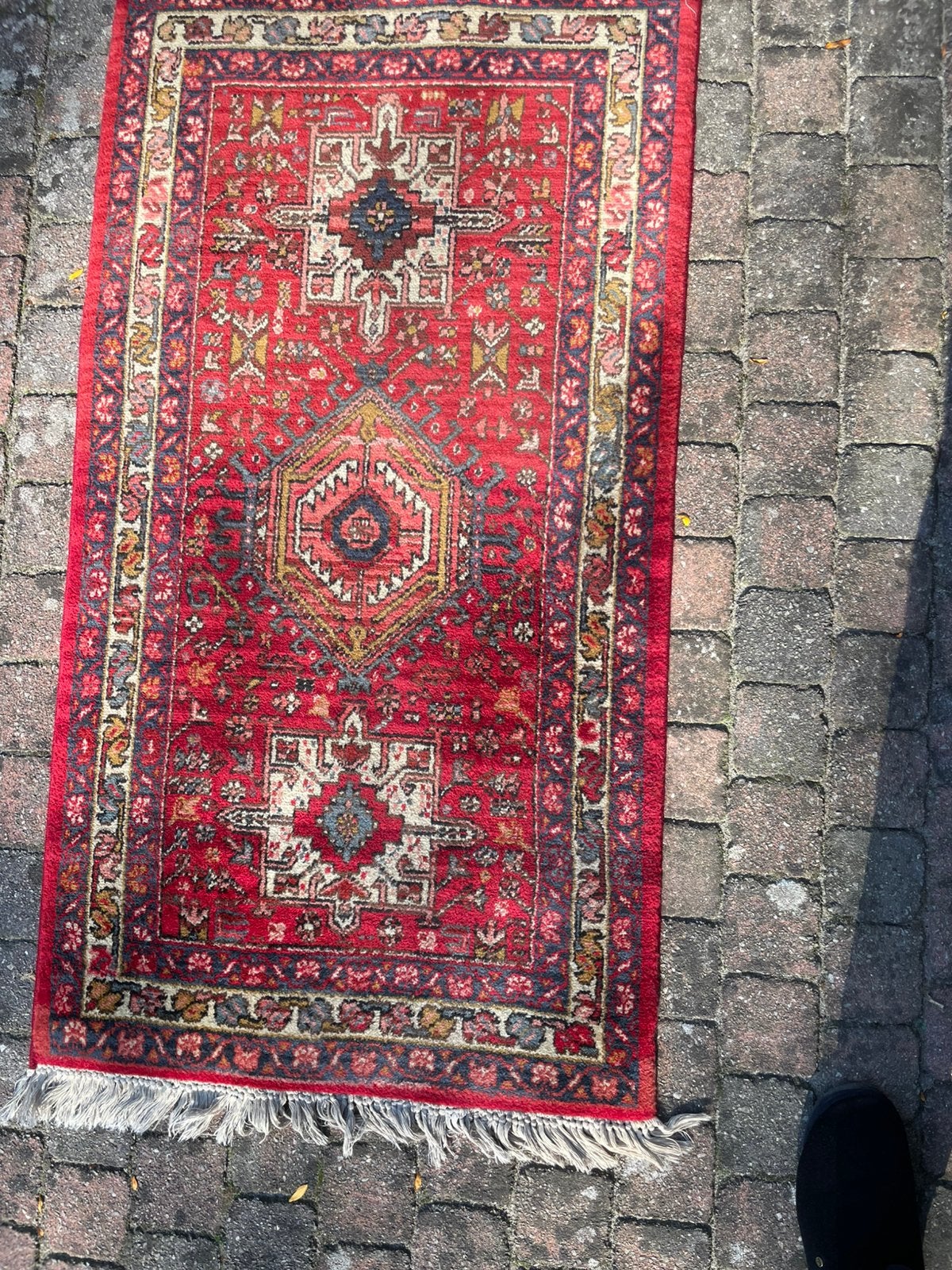 Vintage Perzisch tapijt - Rood met traditioneel patroon, Antiquités & Art, Enlèvement