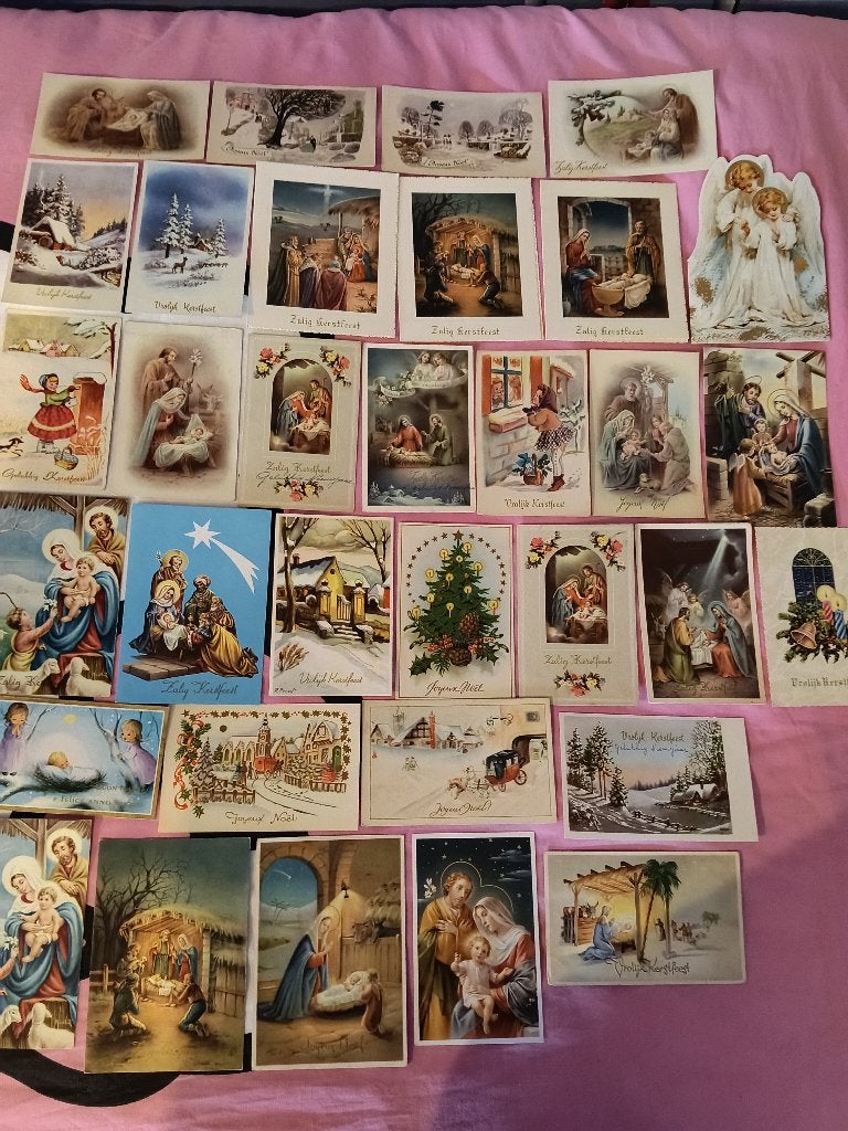 33 Oude kerstkaarten., Diversen, Kerst, Ophalen of Verzenden, Gebruikt