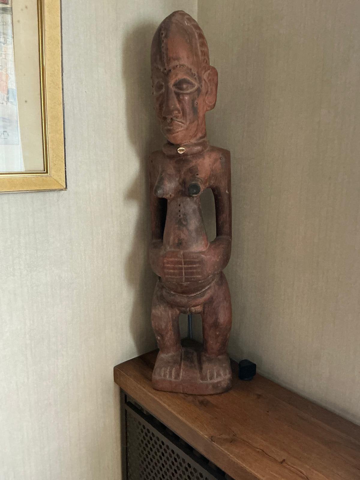 Authentiek Afrikaans Houten beeld - Vruchtbaarheidsfiguur, Ophalen of Verzenden, Afrika, Hout, Beeld