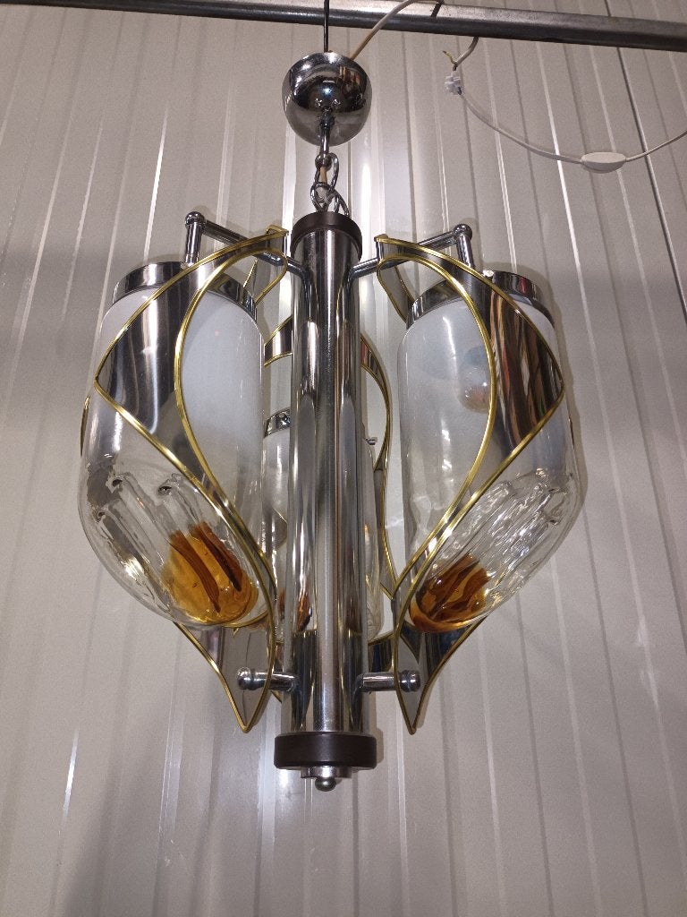 Lampe suspendue en verre de Murano Space Age — Italie 1970, Verre, Enlèvement