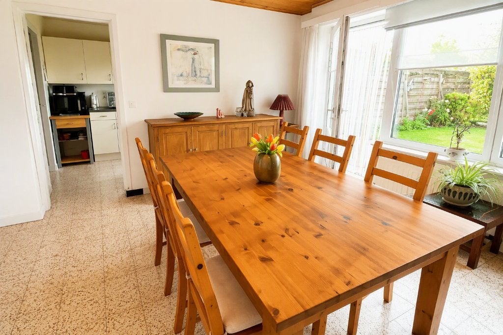 Eetafel met 6 stoelen, Maison & Meubles, 150 à 200 cm, Cinq personnes ou plus, Comme neuf, Enlèvement