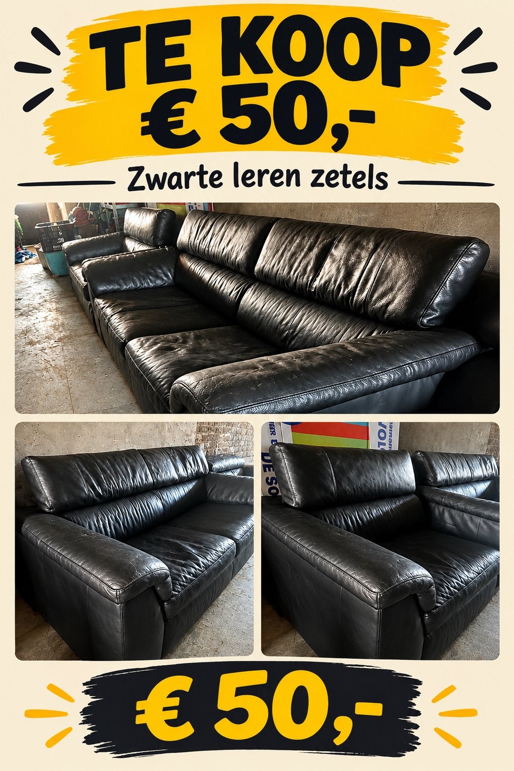 zwarte leren zetel, Offres d'emploi