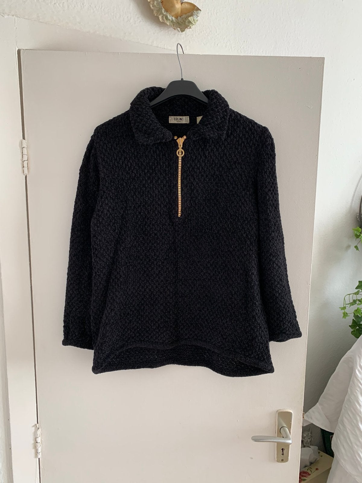 Pull CELINE vintage col camionneur avec tirette Triomphe, Enlèvement ou Envoi, Porté, Taille 42/44 (L), Noir