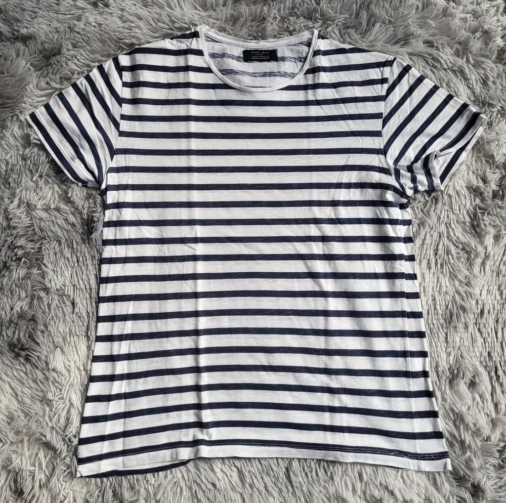 Gestreept T-shirt voor heren van Zara Man - Sailor Style - M, Kleding | Dames, T-shirts, Gedragen, Maat 38/40 (M), Blauw, Zonder mouw