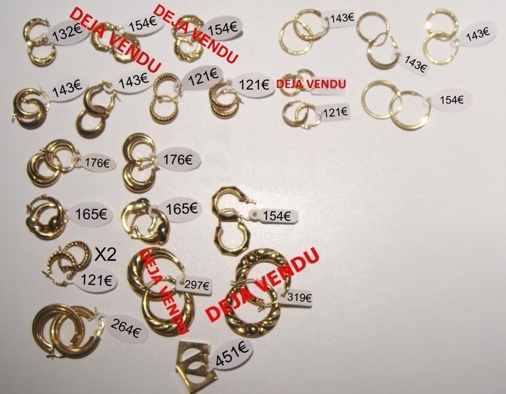 Boucles d'oreille / Créoles travaillées or jaune 18K, NEUVES, Handtassen en Accessoires, Oorbellen, Hangers, Geel, Nieuw, Ophalen of Verzenden