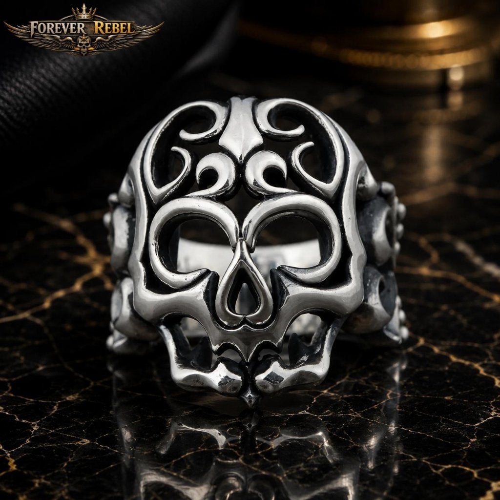Hollow Bastard Skull Ring - 925 Zilver - Diverse maten, Bijoux, Sacs & Beauté, Bagues, Neuf, Femme ou Homme, Argent, Argent