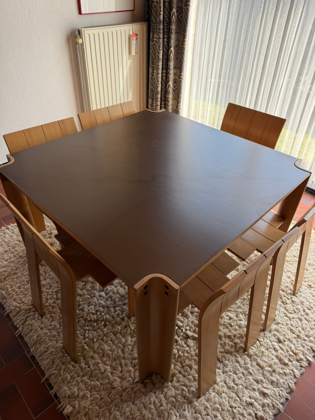 Gijs Bakker Strip eettafel + 6 stoelen – Dutch Design, Huis en Inrichting, Complete eetkamers, Gebruikt, 4 tot 6 stoelen, Ophalen
