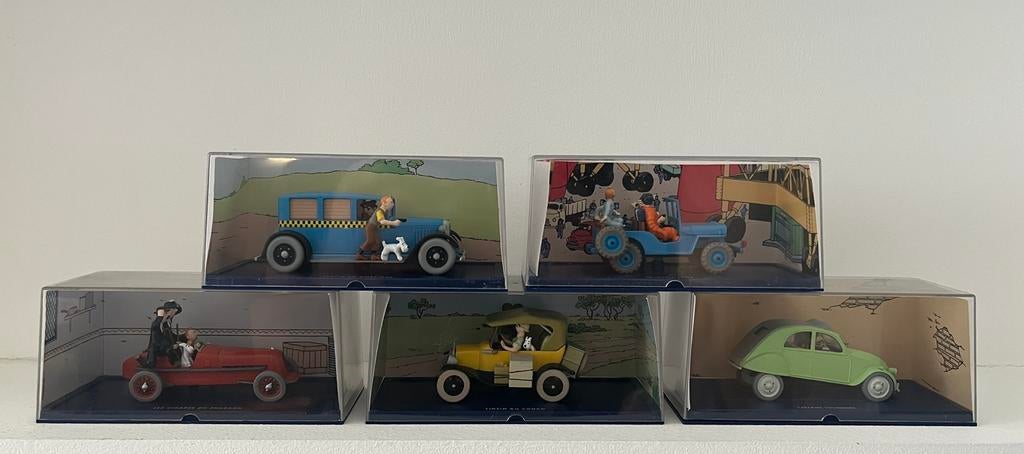 Kuifje auto’s - vijf stuks, Ophalen of Verzenden, Kuifje, Zo goed als nieuw, Beeldje of Figuurtje