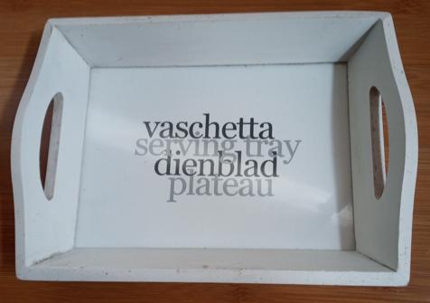 Dienblad (hout, glas, plaats voor foto) 18*25cm, Huis en Inrichting, Ophalen of Verzenden, Gebruikt, Hout