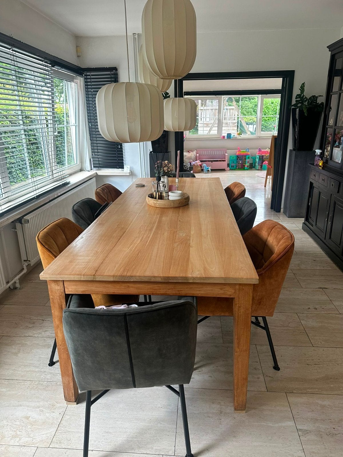 Massief eiken eettafel, Huis en Inrichting, Ophalen, Eikenhout, 200 cm of meer, 50 tot 100 cm
