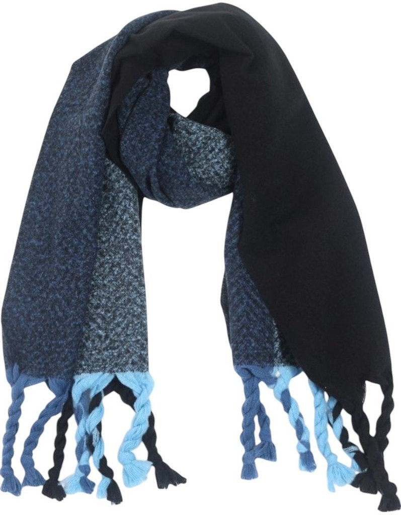 Warme Sjaal Visgraat Franjes 180x60 cm Donkerblauw, Ophalen of Verzenden, Nieuw, Maat 46/48 (XL) of groter, Sjaal