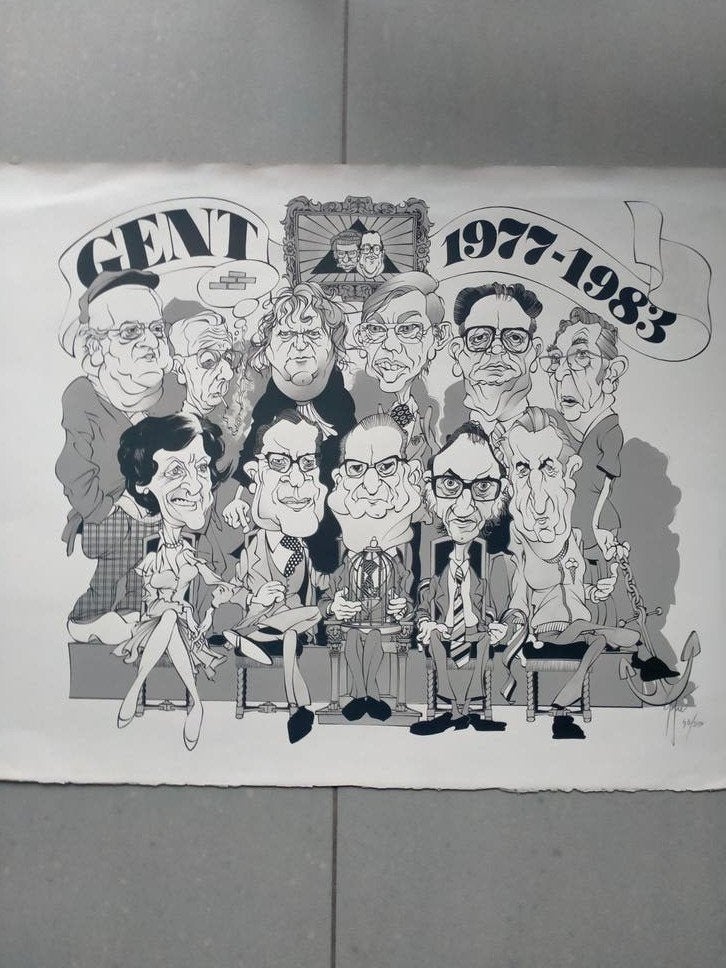 Kunstwerk Gentse politici, Antiquités & Art, Art | Eaux-fortes & Gravures, Enlèvement, Numéroté