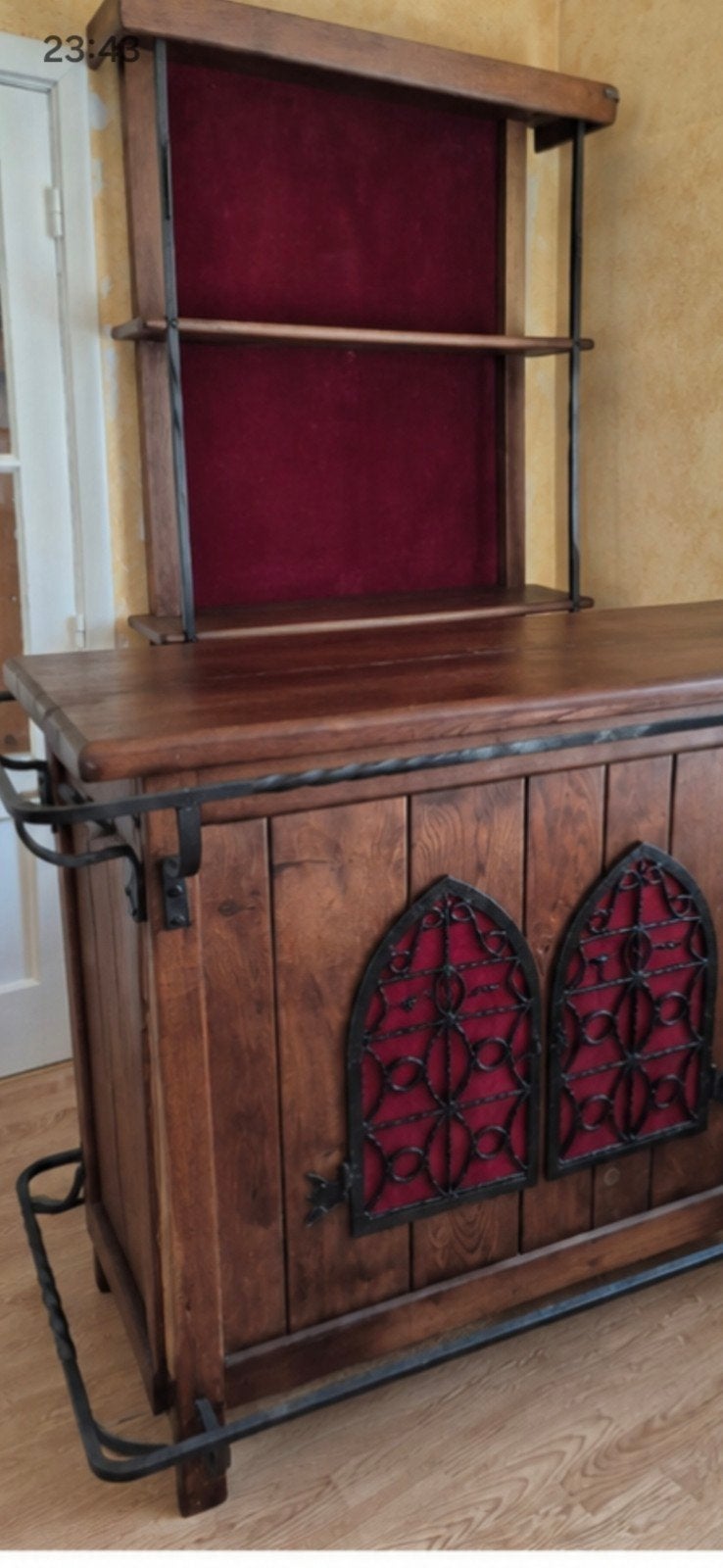Bar alcôve en bois massif et fer forgé, fabric. artisanale, Enlèvement