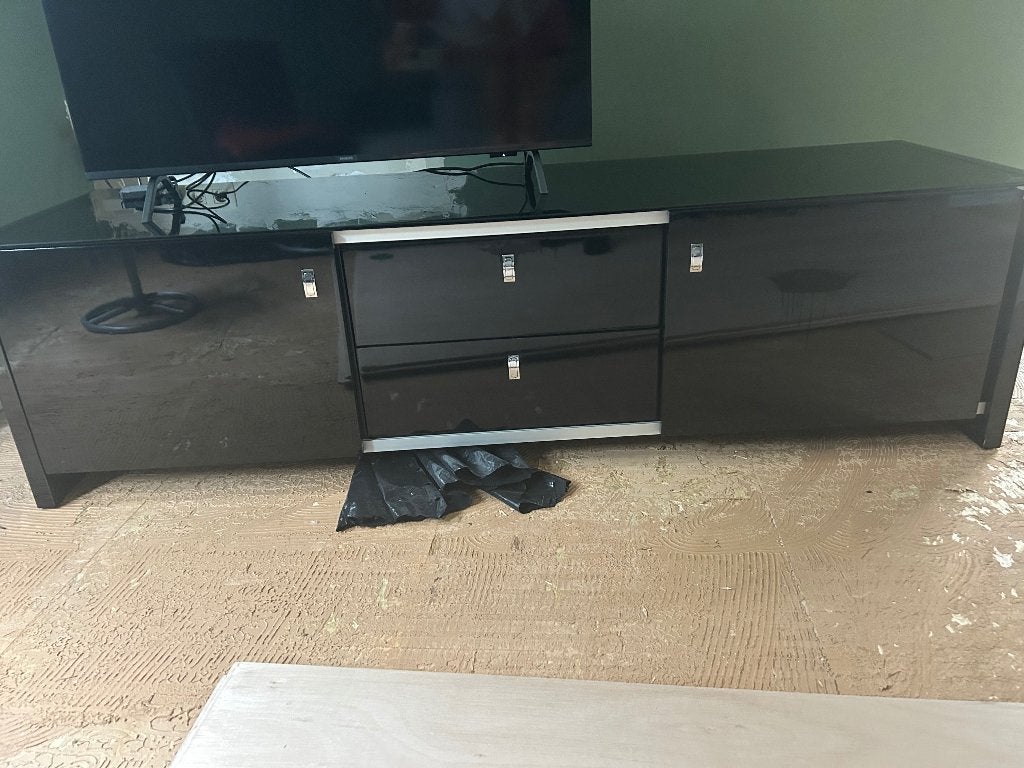 Tv meubel hoogglans zwart, Moins de 100 cm, 150 à 200 cm, Comme neuf, Enlèvement