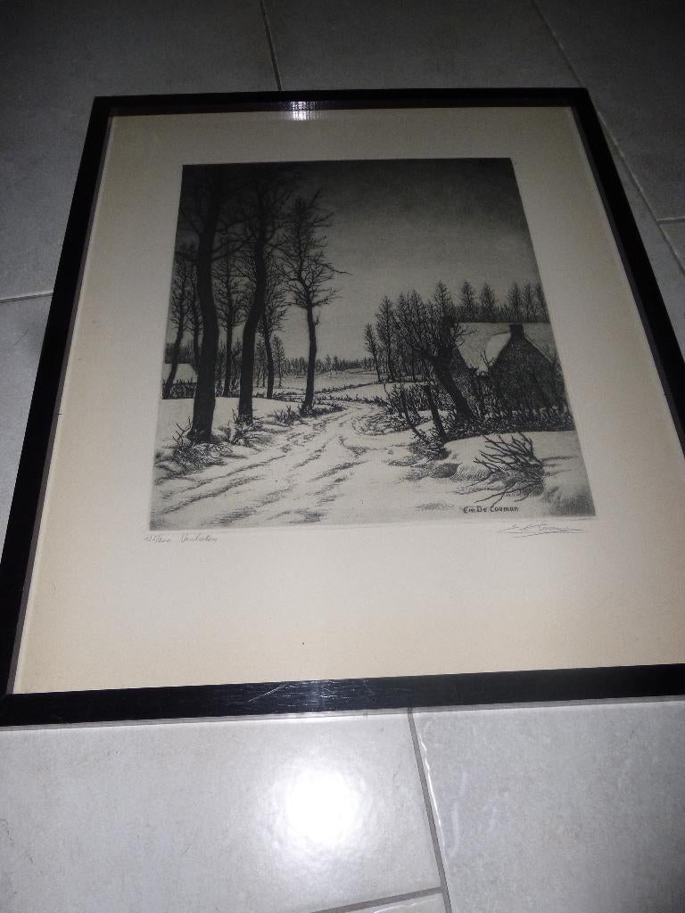 Emile de Cooman , verlaten, Antiek en Kunst, Kunst | Etsen en Gravures, Ophalen of Verzenden