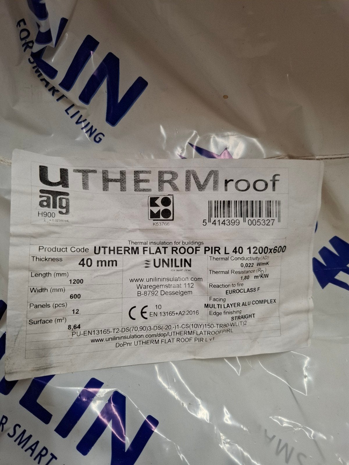 UNILIN UTHERM ROOF PIR L 60X120X4, Doe-het-zelf en Bouw, 4 tot 8 cm, 5 tot 10 m², Zo goed als nieuw, Hardschuim (Pir)