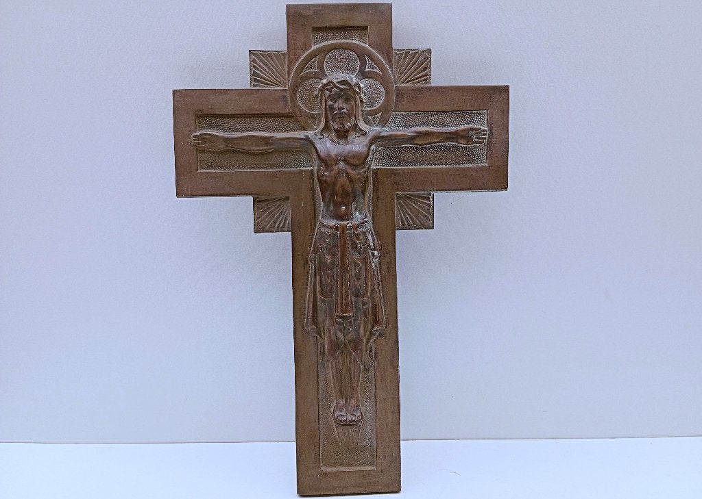 STATUE RELIGIEUSE EN BRONZE SYLVAIN NORGA CRUCIFIX JÉSUS, Enlèvement ou Envoi