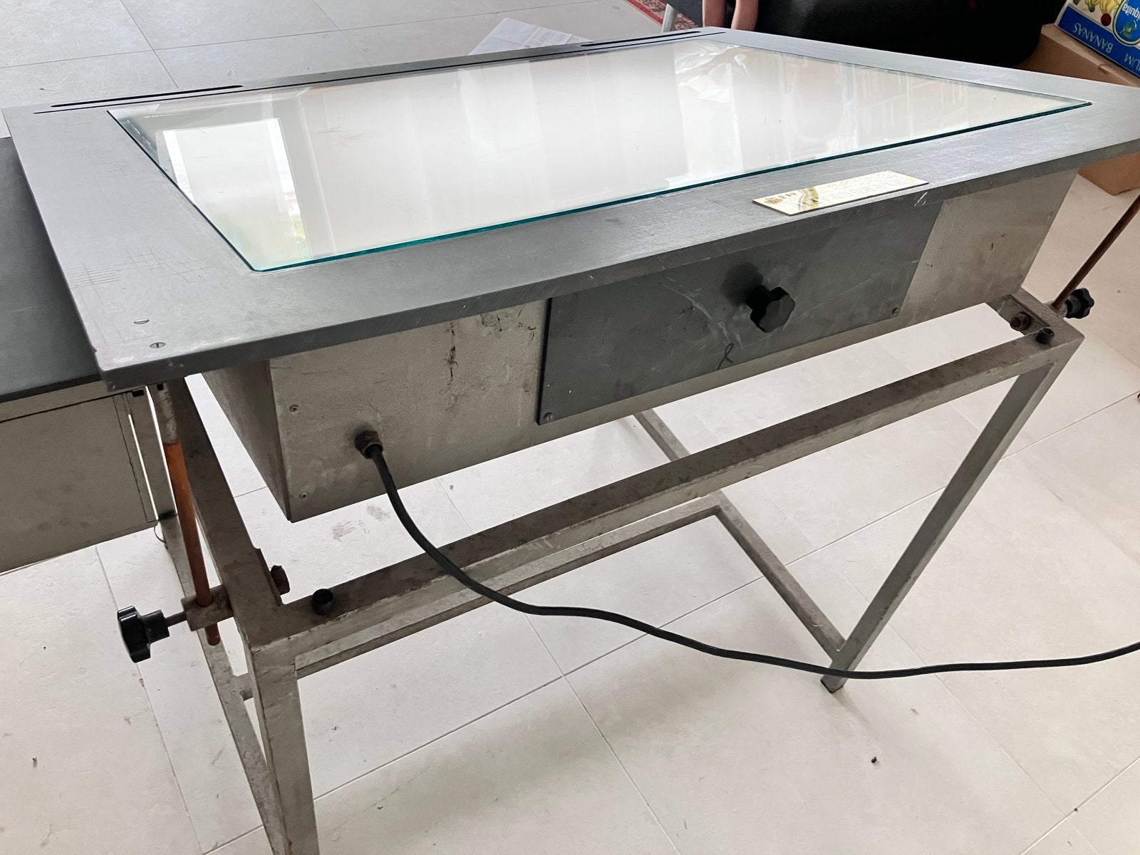 Table bureau architecte photographe vintage lumineuse, Maison & Meubles, 100 à 150 cm, Vintage, Autres essences de bois, Enlèvement