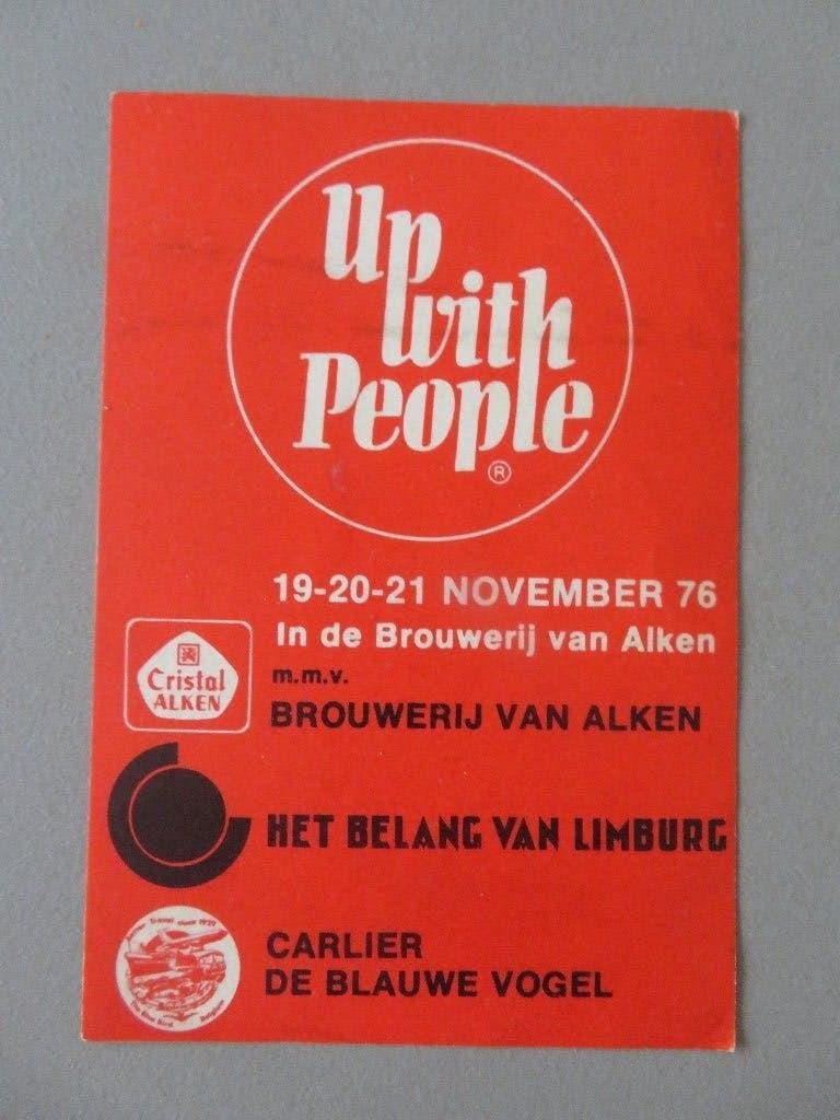sticker 1976 Up with People Brouwerij van Alken, Enlèvement ou Envoi, Comme neuf, Autres types