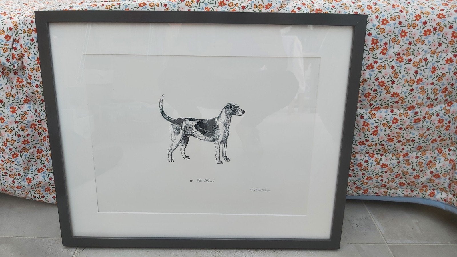 houten donkergrijze kaders met tekening (vlinder of beagle), Huis en Inrichting, Ophalen, Ingelijst werk, Zo goed als nieuw, Grijs