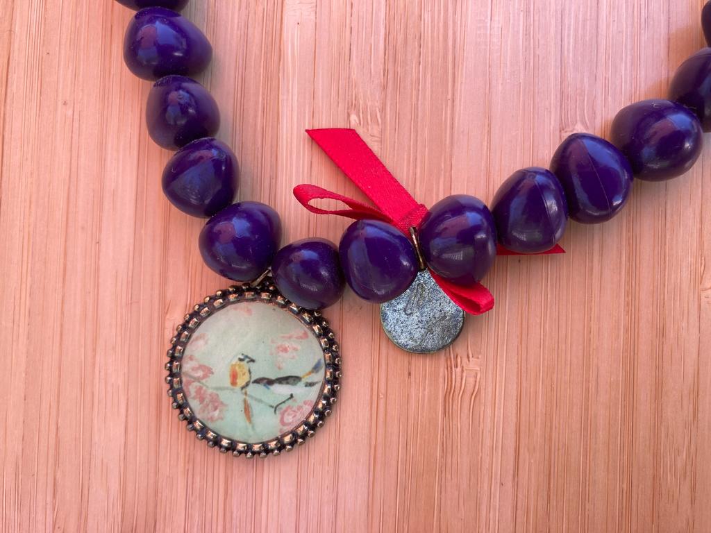 Paarse Halsketting merk Zoë, Bijoux, Sacs & Beauté, Colliers, Enlèvement, Comme neuf, Violet, Synthétique