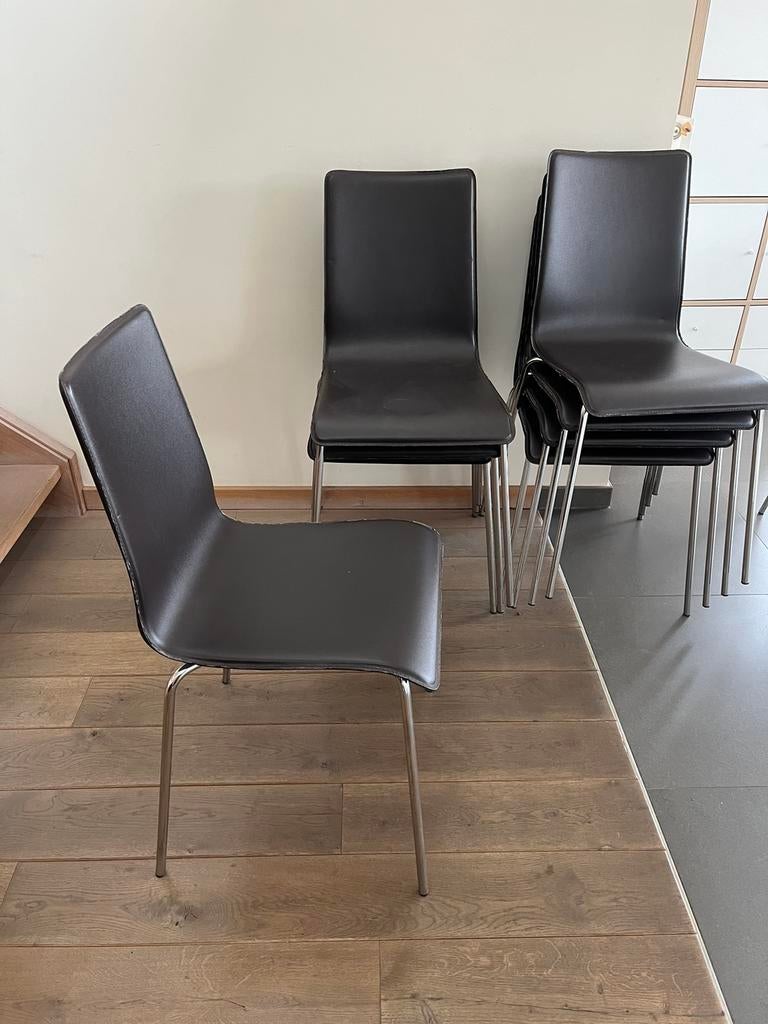 8 eetkamer stoelen, Ophalen, Gebruikt, Bruin, Leer