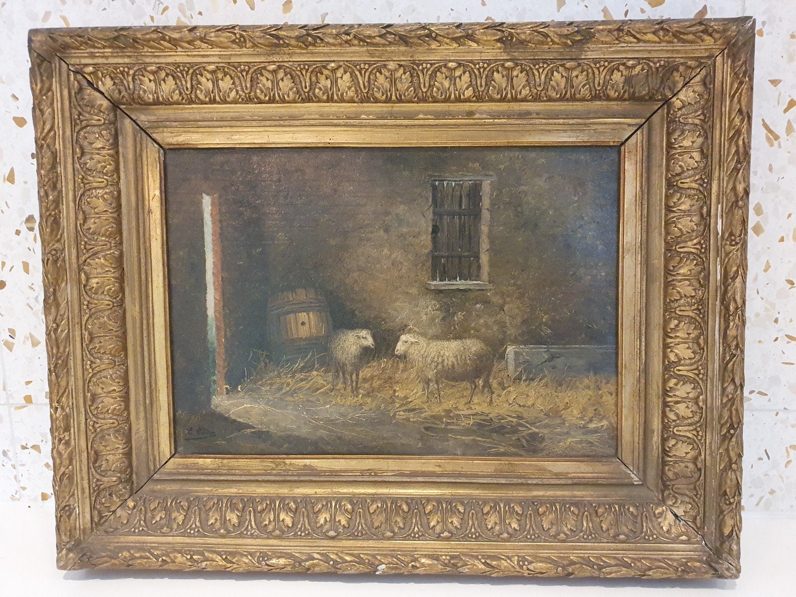 Peinture à l'huile G Vardon, XIXe siècle, Enlèvement, Peinture à l'huile, Panneau