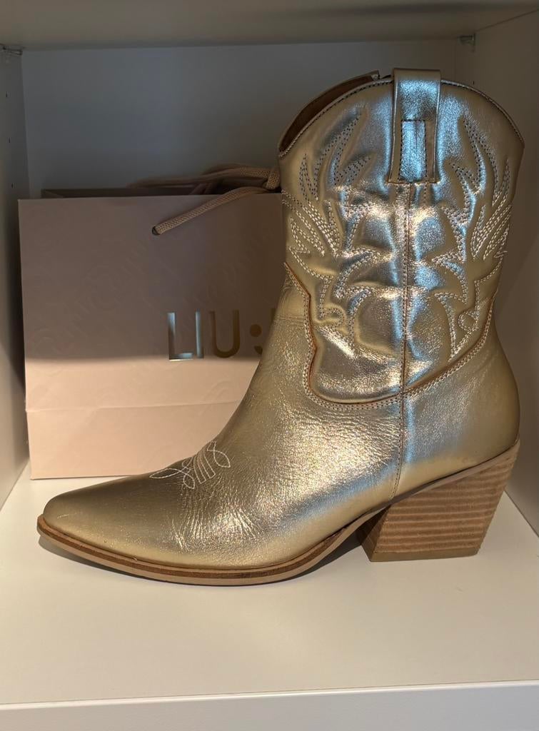Cowboy boots (goud) 41, Als nieuw!!!!, Kleding | Dames, Ophalen, Zo goed als nieuw