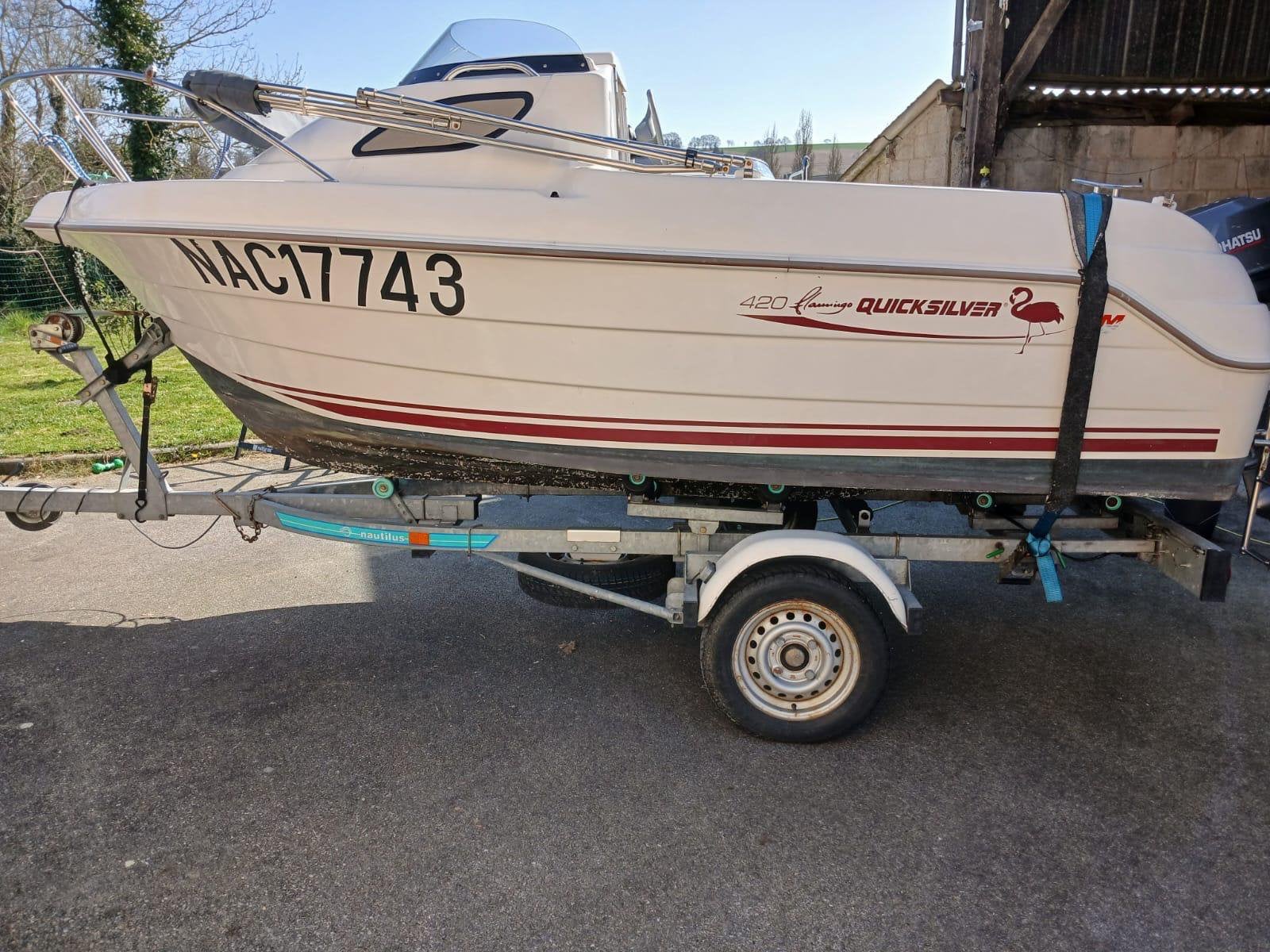 Quicksilver 420 Flamingo 2003 + Remorque, Utilisé, Moteur hors-bord, Essence, Quicksilver