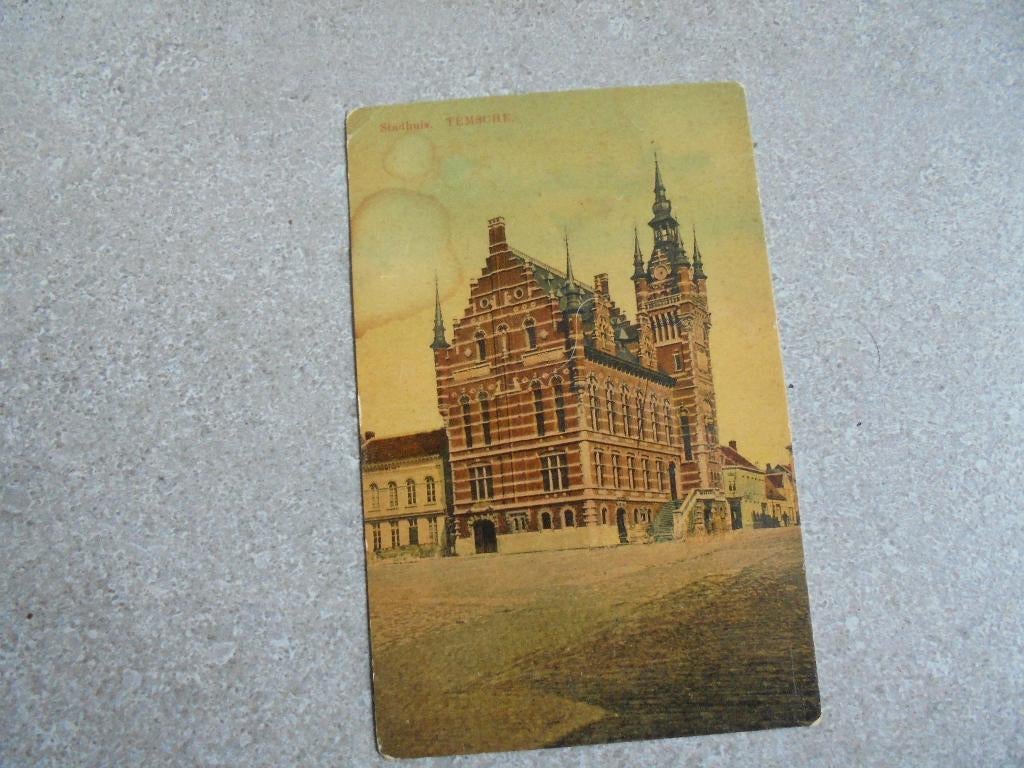 Oude Beschreven Postkaart Temsche Stadhuis, Verzenden