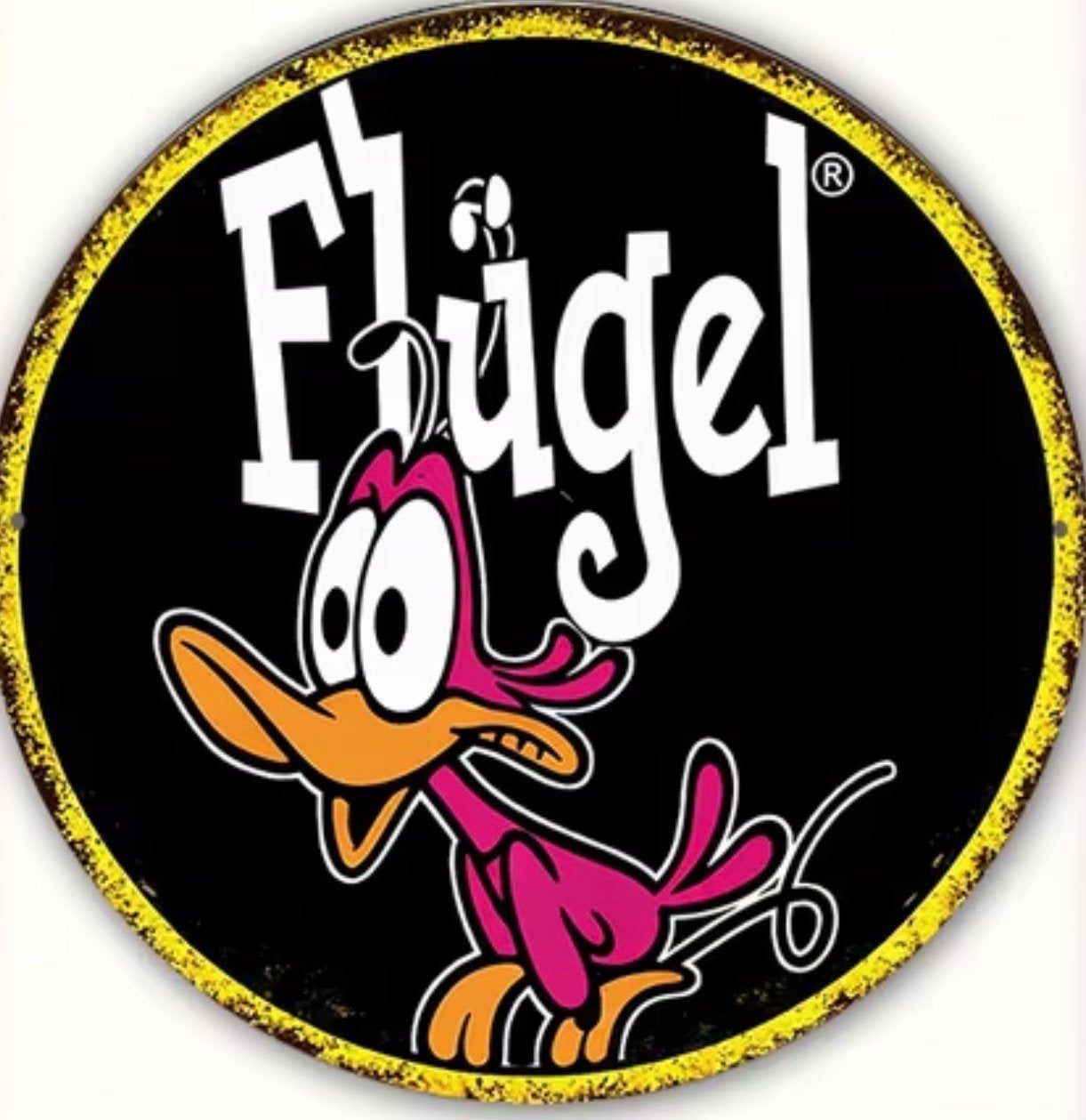 Metalen reclamebord Flügel rond  - retro vintage mancave, Verzamelen, Merken en Reclamevoorwerpen, Nieuw, Reclamebord, Ophalen of Verzenden
