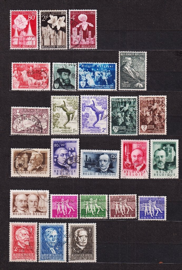 Belgique 1955, année complète, estampillée, Envoi, Affranchi, Oblitéré