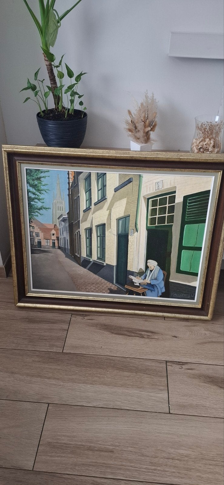 schilderij op canvas, Realistisch, Gesigneerd, Stads- / dorpsgezicht, Doek