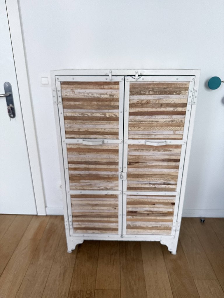 Wit metalen dressoir van Maisons du Monde, 100 tot 150 cm, 50 tot 100 cm, Zo goed als nieuw, 25 tot 50 cm