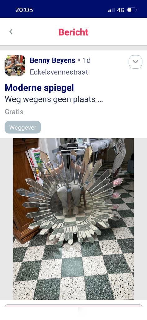 Moderne spiegel, Ophalen