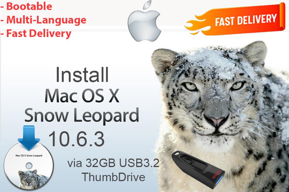 Installez Mac OS X Snow Leopard 10.6.3 OSX USB sans DVD, Informatique & Logiciels, Envoi, Neuf, MacOS