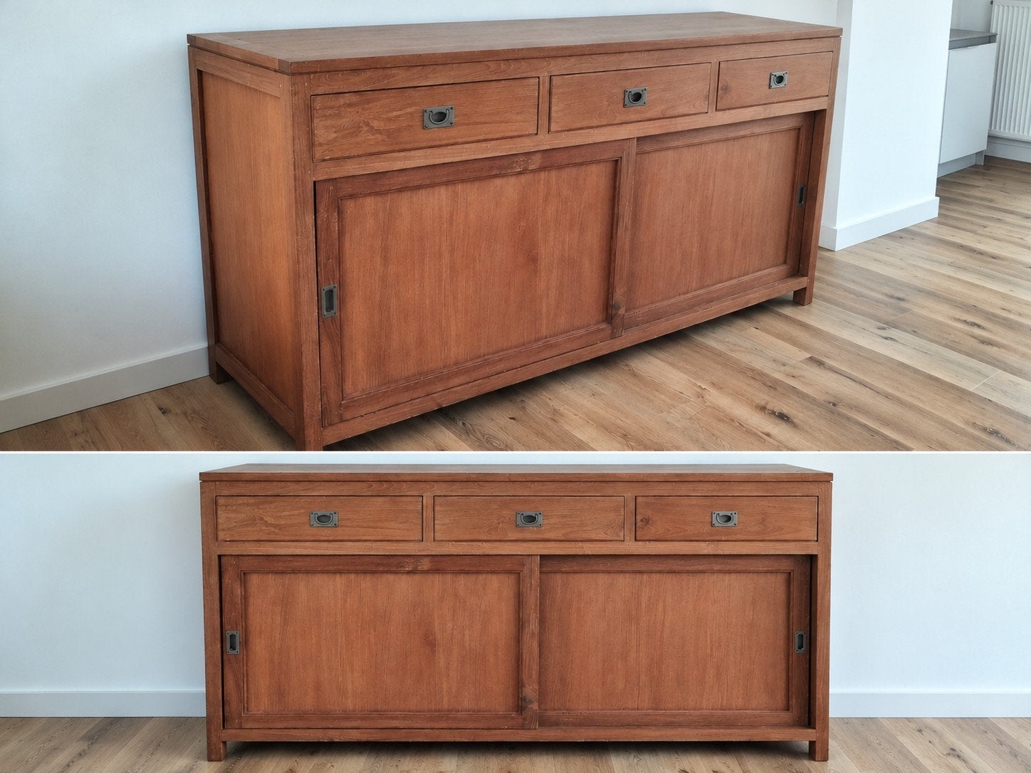 teak kast dressoir, Ophalen, Gebruikt, 150 tot 200 cm, Met lade(s)