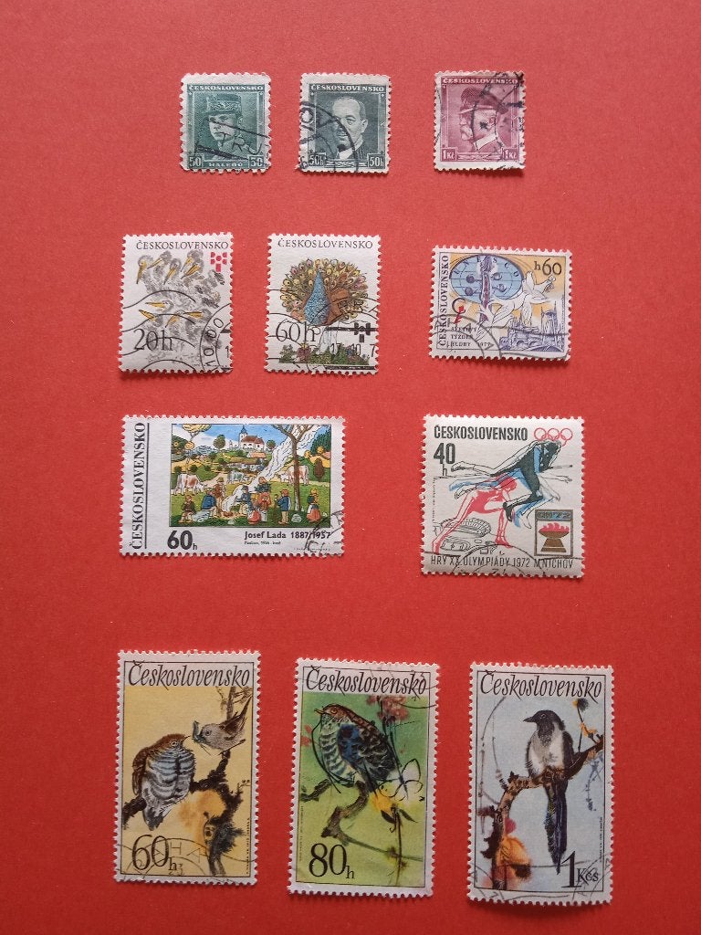 Lot de 16 timbres oblitérés de Tchécoslovaquie., Envoi, Affranchi