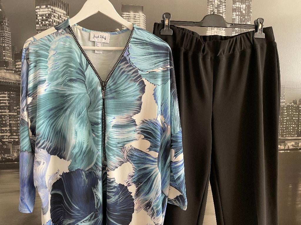 prachtige blouse en lange broek Joseph Ribkoff 48, Taille 46/48 (XL) ou plus grande, Joseph Ribkoff, Comme neuf, Bleu