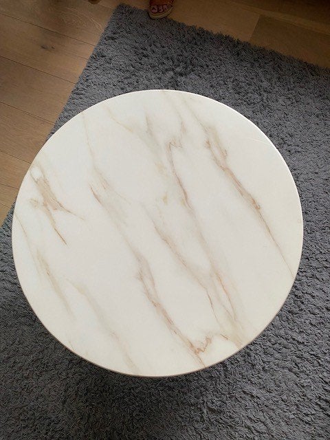 Cadre de table basse aspect doré et plateau aspect marbre, Enlèvement, Comme neuf, Métal, Vintagelook