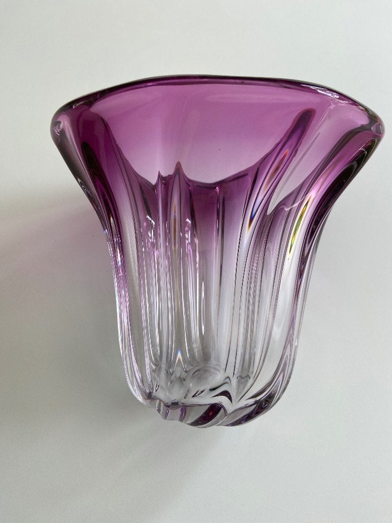 Val Saint Lambert vaas kristal, Ophalen of Verzenden, Zo goed als nieuw, Roze
