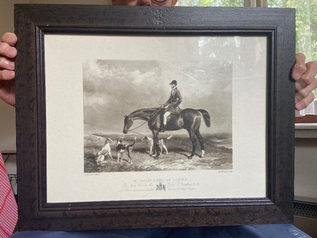 Prenten met jachttaferelen William Long en Paard Bertha, Enlèvement, Comme neuf, Gravure