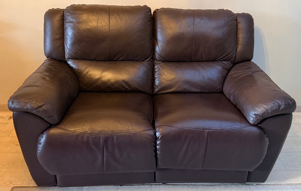 Twee-zit lederen relax, Ophalen, Gebruikt, 150 tot 200 cm, Tweepersoons