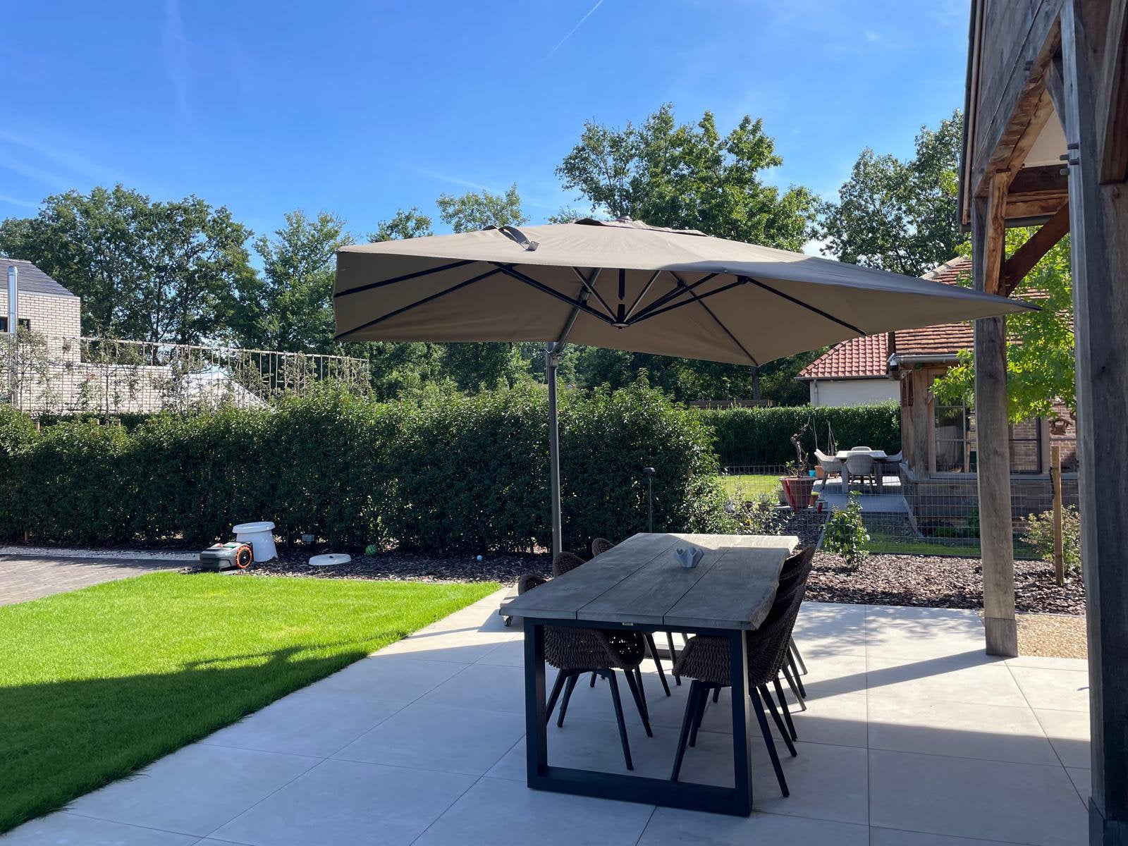 Zweefparasol 350x300 Taupe, Ophalen, Zo goed als nieuw, Zweefparasol